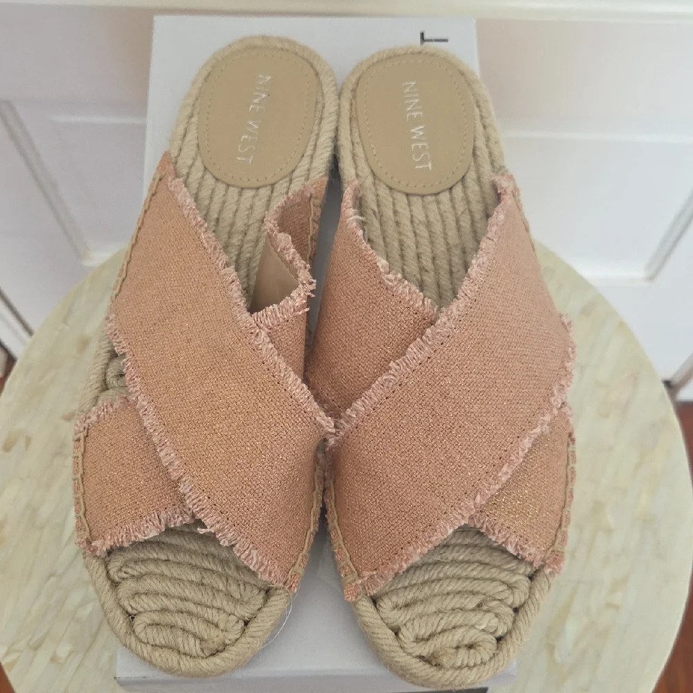 Nine West Women's Pink Espadrille Slides